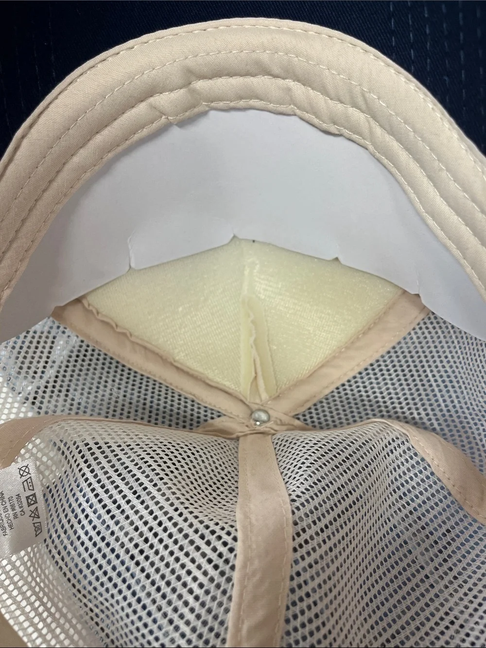 Anthropologie Worn West Le Sport Script Trucker Hat - Cream and Navy New